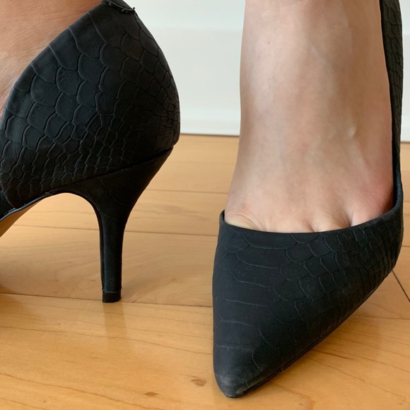 Black Crocodile Kitten ALDO Heels - Size 8.5 - Picture 3 of 7